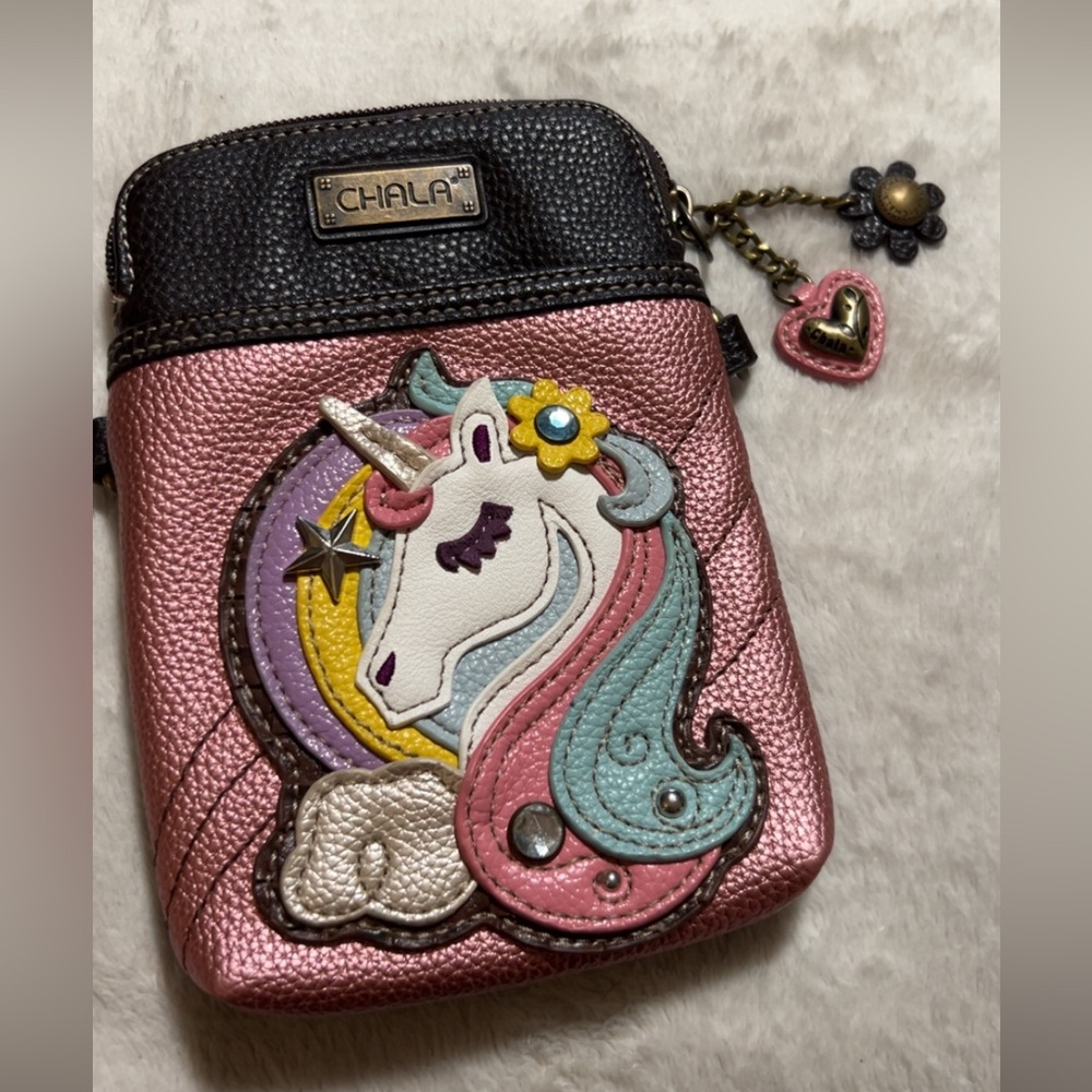 Chala Pink and Black Unicorn Crossbody